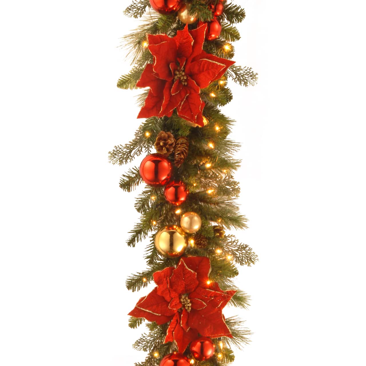 9' by 12" Pre-lit Decorative Collection Home For the Holidays Artificial Christmas Garland with 100 Clear Lights